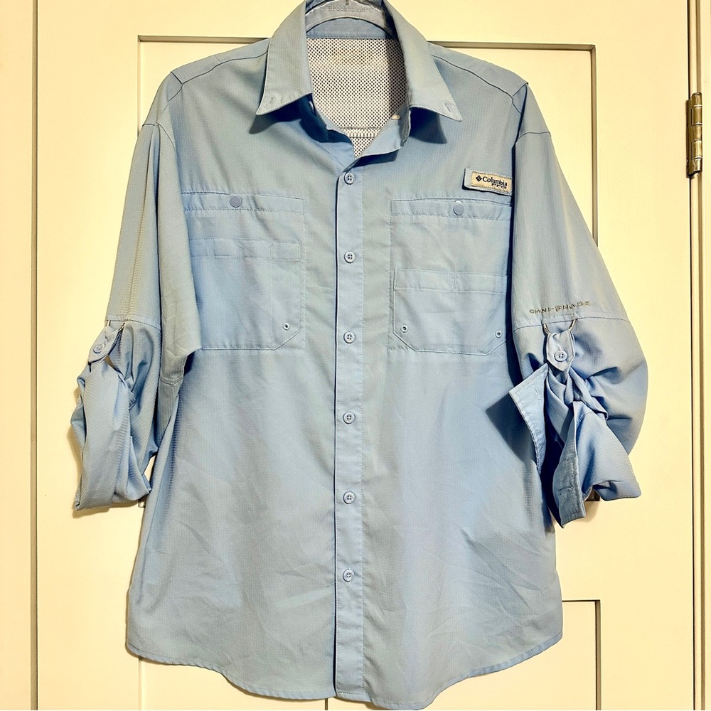 Columbia Men's PFG Tamiami™ II Light Blue Long Sleeve Shirt
